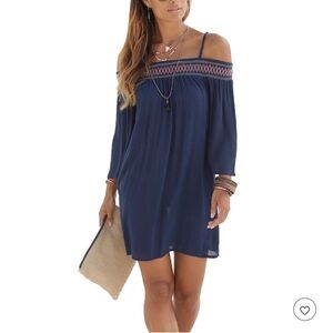 Cupshe Navy Off-Shoulder Swim Coverup